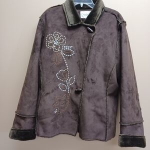 Vintage soft & warm Fleecy chocolate brown Jacket Coat XL